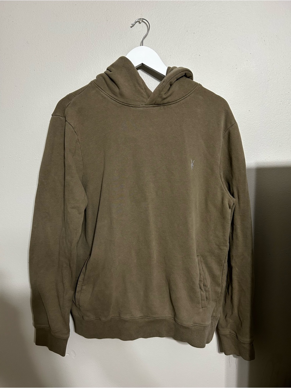 AllSaints Olive Hoodie with Subtle Logo
